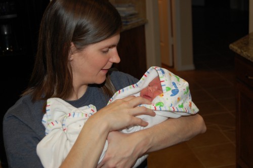 Laurie and Ian after his first bath